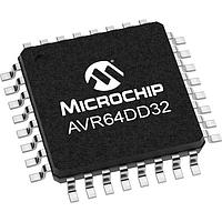 Microchip Technology AVR64DD32-E/PT MCUs 64KB, 8KB RAM, 32p, 24MHz, MVIO, 12b ADC, ZCD, DAC, 2xUART, SPI, TWI, Ext temp