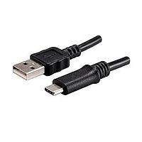 Same Sky (formerly CUI Devices) CBL-UA-UC-15BP USB 2.0 Cable, USB, 1500 mm, Type A 2.0 to Type C 2.0, 28 AWG, PVC, Black