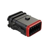 Amphenol SINE Systems AT06-12SB-OMRDBLK Automotive Connectors 12 Position Overmolded Plug, Socket, Reduced Seal, Keyed B, Black