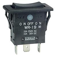 NKK Switches WR19AF Rocker Switches ON-OFF(ON) BLACK 15A QC ENVRNMNTLY SEALE