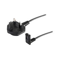 Same Sky (formerly CUI Devices) AC-2-C7-FR-L UK AC Power Cord AC Cord UK, C7 for C8 inlet Flat RA, HO3VVH2-F 0.75MM/2, 3M, Black