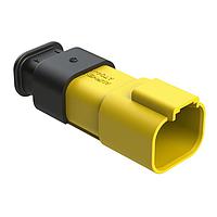 Amphenol SINE Systems AT04-4P-SR02YEL Receptacle 4 Position, Receptacle, Pin, SR02 Strain Relief (Reduced Diameter Seal), Yellow Body