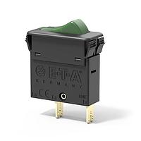 E-T-A Circuit Breakers 3130-F1B0-N7Q1-W19QG7-16A Circuit Breakers Single, two and three pole rocker switch/thermal trip free circuit breakers (S-type TO CBE to EN 60934) of compact design for snap-in panel mounting. Available either with protection on one/both/all poles or, in the case of the double