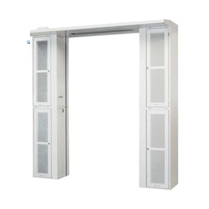 Industrial air curtain installed at a clean room or controlled entry area