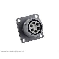 Eaton Souriau-Sunbank UTSX010E6S Receptacles Square flange receptacle, without backshell, with 6 female solder contacts, IP68/69K in unmated conditions