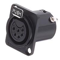 Amphenol Audio AC6AFDZB Connectors 6 Pole XLR Female Chassis Mount D Type Machined Contacts  Black Finish