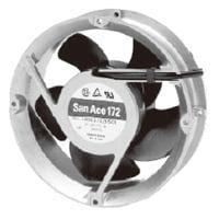 Sanyo Denki 109E4748L401 Axial DC Axial Fan, 172x147x25mm Round/Sidecut, 48VDC, Ribless, Tachometer