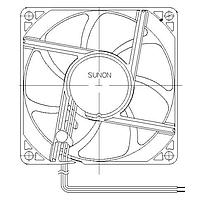 Sunon EF80251S2-1000U-A99 Axial Axial Fan, 80x80x25mm, 12VDC, 37CFM, 0.15"H2O, Sleeve, Wire, Auto Restart
