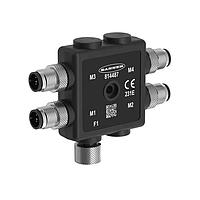 Banner Engineering R50-4MM125-FM125Q-P Sensor Cables / Actuator Cables R50 Molded Junction Box with Integral Homerun Connector; 4 Male 5-pin M12 Ports; Female 5-pin M12 Integral Homerun; Parallel Wiring