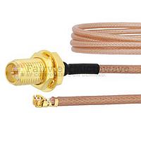 Fairview FMCA1020 RP SMA Female Bulkhead to UMCX 2.5 Plug Cable RG178-DS Coax and RoHS Compliant