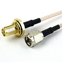 Fairview FMC0212316 SMA Male to SMA Female Bulkhead Cable RG-316 Coax and RoHS Compliant