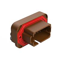 Amphenol SINE Systems AT13-18PD-BM01BN Connectors 18 Position, Right Angle Flange Mount PCB Receptacle, Gold Plated Contacts Included, Keyed D, Brown