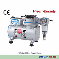 DaiHan DH.Pu0301 Oil Free Vacuum Pump, 105mbar, 23L/min, PU-300, AC110V, 60Hz