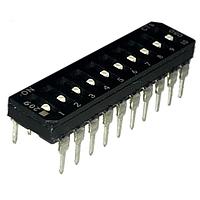CTS Electronic Components 209-10LPSFD DIP Switches THROUGH HOLE, GOLD DIP SWITCH, 10-POLE, LOW PROFILE ACTUATOR, BOTTOM SEAL, OFF, STRAIGHT TERMINAL FORM, TUBE PACK