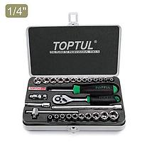 TOPTUL GCAD2901 29PCS 1/4 inch DR. 6PT Socket Set (METRIC & SAE)
