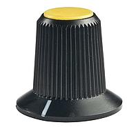 NKK Switches AT4103E Cylindrical Knob with Skirt SMALL KNOB YEL TIP MR SERIES