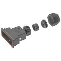 HARTING 09670150438 Strain Relief Backshell 15P HOOD TOP ENTRY BLACK THERMOPLASTIC