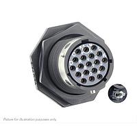 Eaton Souriau-Sunbank UTGX714D19S32 Receptacles Jam nut receptacle & hold down clips,without backshell, with 19 female PCB contacts, IP68/69K in unmated conditions