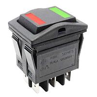 E-Switch RB543A1100-136 Rocker Switches Rocker, 16A, DPDT, On-Off-On, Panel Mount, Snap-In, LED Red/Green