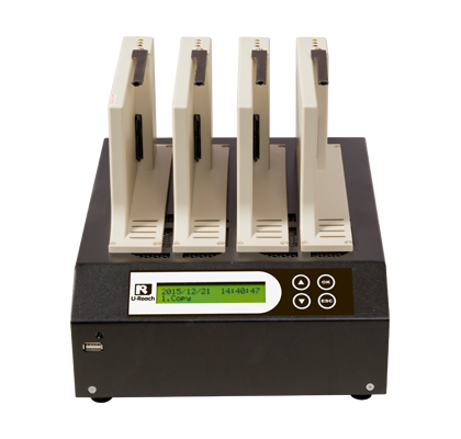 Standalone storage drive duplicator used for HDD and SSD copying workflows