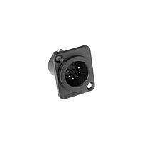 Amphenol Audio AC7MDZBBULK XLR Connectors 7 Pole XLR Male Chassis Mount, D Type, Machined Contacts, Solder Bucket, Black Finish, Bulk Packaging