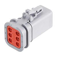 Amphenol SINE Systems ATP06-6S-OMGRY Overmold 6-Position Female Plug, Overmold Compatible, Grey