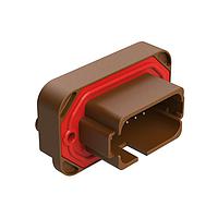 Amphenol SINE Systems AT15-18PD-BM03BN Connectors 18 Position, Straight Flange Mount PCB Receptacle, Tin Plated Contacts Included, Keyed D, Brown