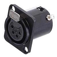 Amphenol Audio AC4FDZB Connectors 4 Pole XLR Female Chassis Mount D Type Machined Contacts Black Finish