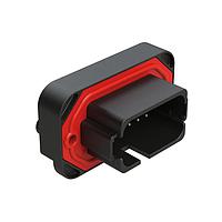 Amphenol SINE Systems AT15-18PD-BM04BK Connectors 18 Position, Straight Flange Mount PCB Receptacle, Tin Plated Contacts Included, Potted, Keyed D, Black