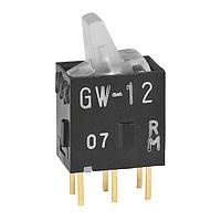 NKK Switches GW12LJPCF Paddle Switches SPDT ON-ON 0.4VA RED/GRN STRAIGHT PC