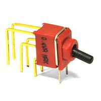E-Switch 200USP3T1A1M2RE Toggle Switches TOGGLE, 0.4VA 20VAC/VDC, SPDT On-Off-On, Through Hole PC Pin