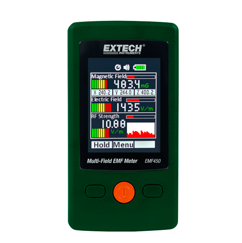 Technician handling a magnetic field measurement instrument for inspection and repair