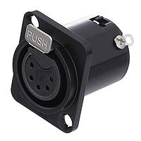 Amphenol Audio AC5FDZB Connectors 5 Pole XLR Female Chassis Mount D Type Machined Contacts  Black Finish