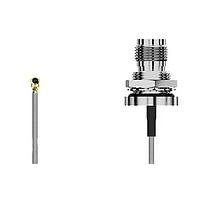 GCT (Global Connector Technology) CAB444RF-0300-A-1 RF Cable Assemblies I-Pex MHF2Isolated TNC  BH R Mt wO-ring IP67 L=300mm Washer & nut RG178 Brwn