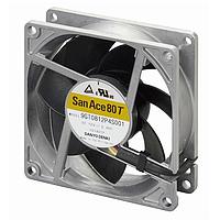 Sanyo Denki 9GT0824S4001 Axial Axial Fan, 80x80x25mm, 24VDC, 65.7CFM, Wide Temp Range, Ribless, Ball, Tach/PWM