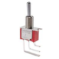 E-Switch 100SP1T1B1M7QE Toggle Switches TOGGLE, 5A 120VAC/28VDC, SPDT On-On, Panel Mount, Right Angle, Vertical Quick Connect - 0.062"