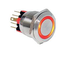 E-Switch PV7F2Y0SS-341-M03 Anti-Vandal ANTI-VANDAL, 2A 48VDC, DPST-NO/NC Off-(On), On-(Off), Panel Mount, Front Solder