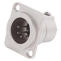 Amphenol Audio AC5MDZ BULK Connectors 5 Pole XLR Male Chassis Mount D Type Machined Contacts  Nickel Finish