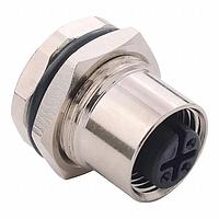 NorComp 859-003-203R001 Connectors IP67 Female M12 Panel Mount 3 Position Straight Solder Cup