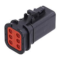 Amphenol SINE Systems ATP06-6S-OMBLK Overmold 6-Position Female Plug, Overmold Compatible, Black