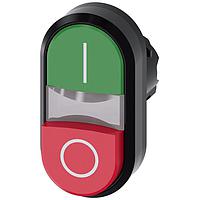 SIEMENS 3SU10003BB420AK0 Flat/Raised Button TWIN BUTTON, MOM, GREEN/RED
