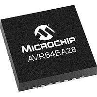 Microchip Technology AVR64EA28-E/STX MCUs 64KB  RWW 6KB RAM 28p VQFN 125C 20MHz CFD 12b ADC PGA 2xComp DAC 3xUART SPI, TWI
