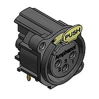 Amphenol Audio AC3FAH2-AU-PRE Connectors 3 Pole XLR Female Chassis Mount A Type Gold Contacts Black Finish Horizontal PCB