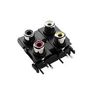 Same Sky (formerly CUI Devices) RCJ-412323 PCB Mount Jack RCA jack, 4P, 2 x 2, rt, through hole, RD/WH