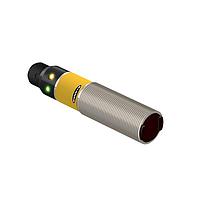 Banner Engineering M18SN6FF25Q Photoelectric Sensors EZ-BEAM M18 Series: Fixed Field; Range: 25 mm; Input: 10-30 V dc; Complementary NPN; 4-pin M12 Integral QD