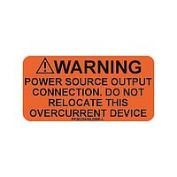 Panduit PPS0204WLDNR-L Warning: Power Source Output Connection. Do Not Relocate this Overcurrent Device with Caution Symbol Solar Label, 2.00" H x 4.00" W, Warning