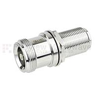 Fairview Microwave SM4480 Bulkhead 4.1/9.5 Mini DIN Female to N Female Adapter (6 Ghz, IP67 UnMated)
