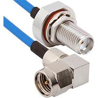Amphenol SV Microwave MRSMA-085-FBSMA-180 RF Cable Assemblies SMA R/A M to SMA BKHD F 18"Cable