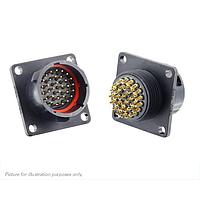 Eaton Souriau-Sunbank UTS018E32PW Receptacles Plastic square flange receptacle, without backshell, with 32 male solder contacts, IP68/69K in unmated conditions, keying W