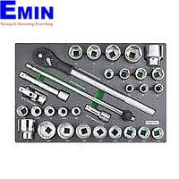TOPTUL GED3108 DR.Flank Socket Set Satin Chrom (3/4", 31 chi tiết)